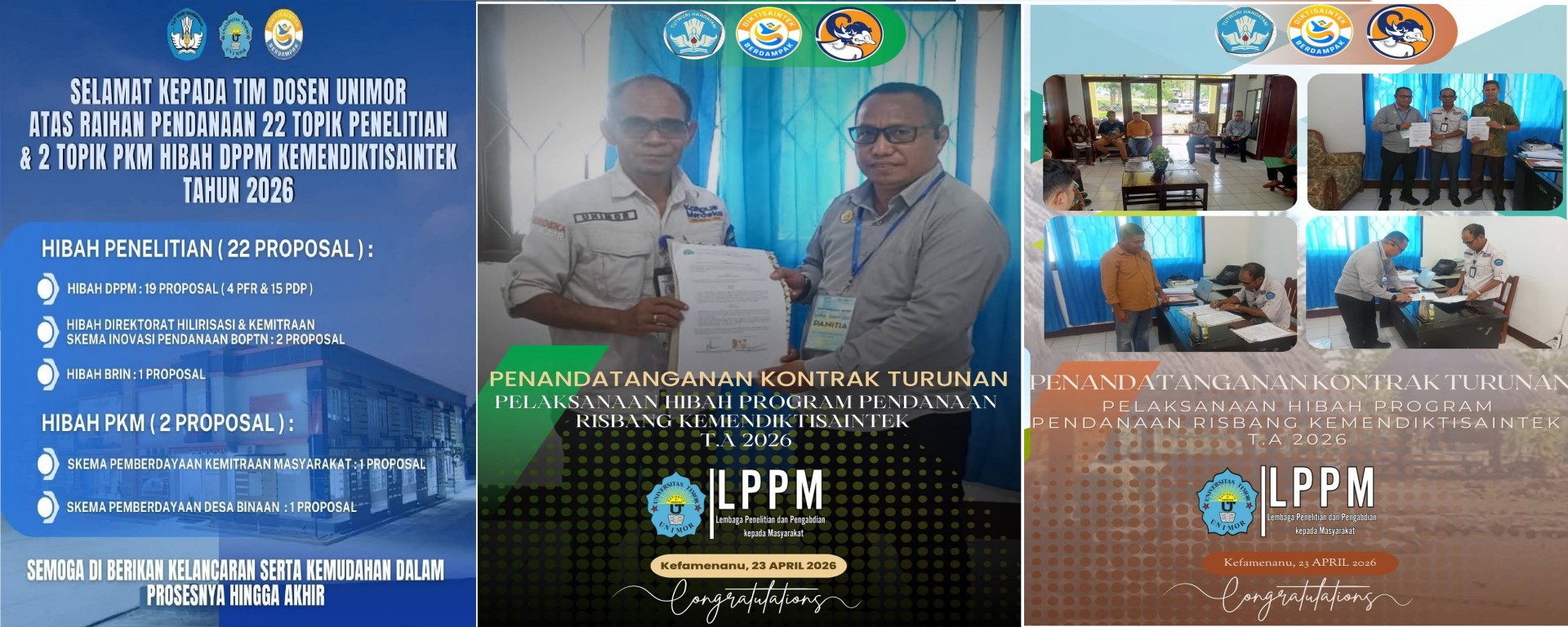 PENANDATANGANAN KONTRAK TURUNAN PELAKSANAAN HIBAH DPPM PROGRAM PENDANAAN RISBANG KEMENTERIAN PENDIDI