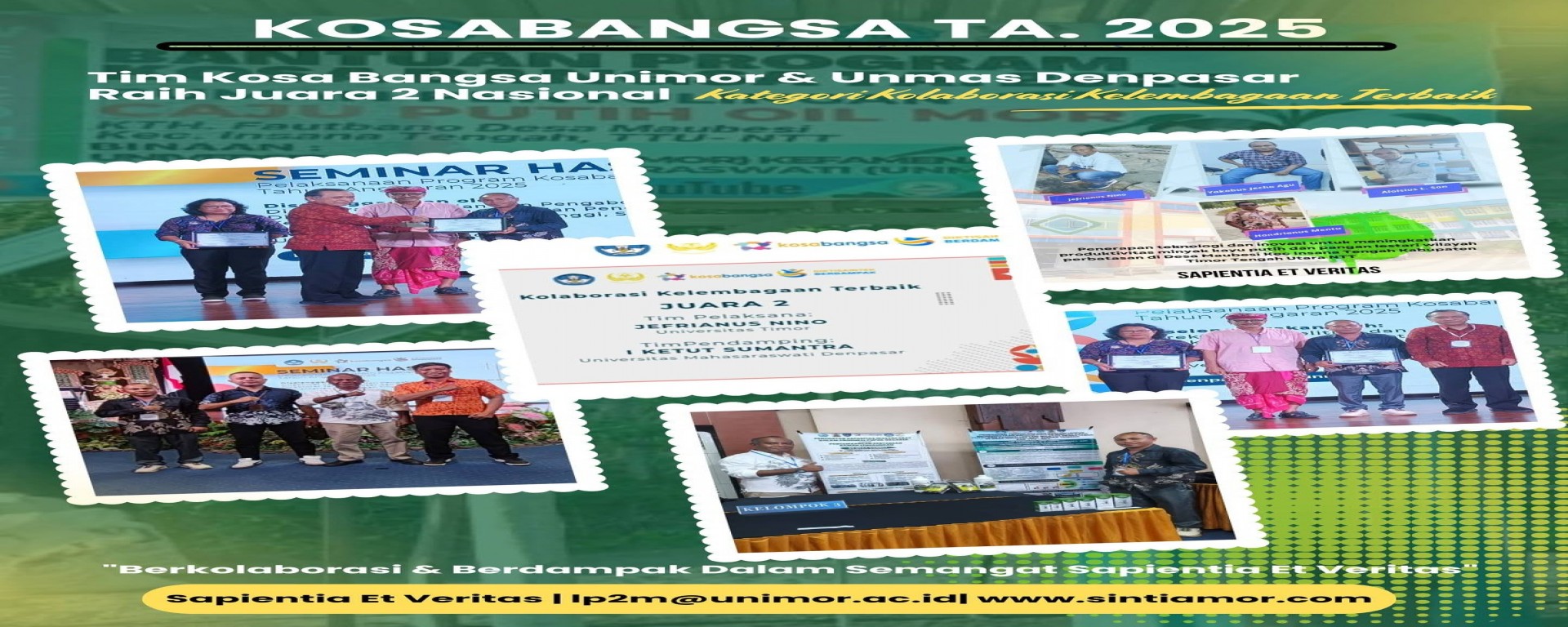 TIM KOSABANGSA UNIVERSITAS TIMOR DAN UNMAS DENPASAR RAIH JUARA 2 NASIONAL KATEGORI KOLABORASI KELEMB